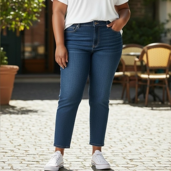 Curve Appeal Denim - CURVE APPEAL (22W) High-Rise Minimalist Jegging Dark Wash Stretch Ankle Cropped
